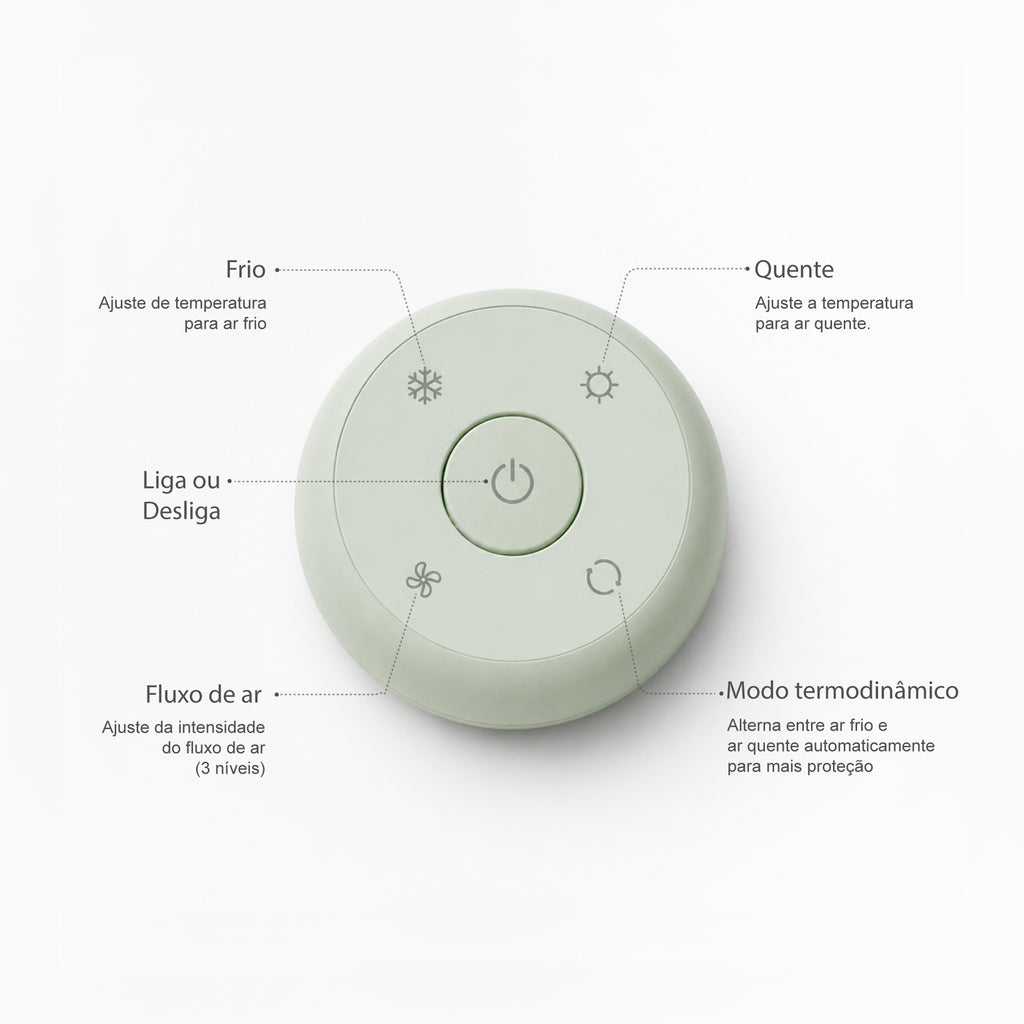 Controle remoto do Secador Stellar Verde com ajuste de temperatura e modo termodinâmico