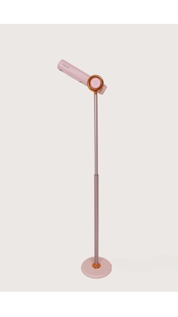 Secador de cabelo mãos livres de pé rosa tecnologia